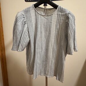a.n.a Navy and White Patterned Top